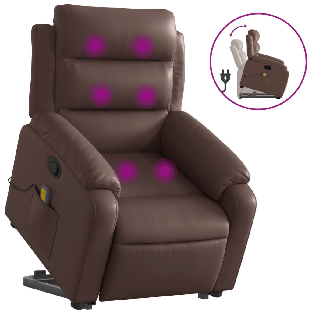 Fauteuil inclinable de massage Marron Similicuir Fauteuils vidaXL