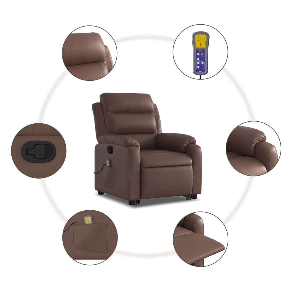 Fauteuil inclinable de massage Marron Similicuir Fauteuils vidaXL