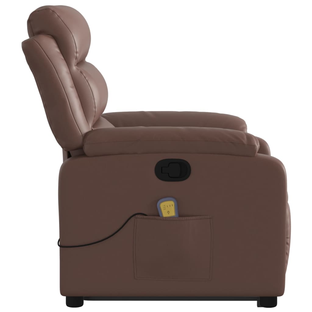 Fauteuil inclinable de massage Marron Similicuir Fauteuils vidaXL