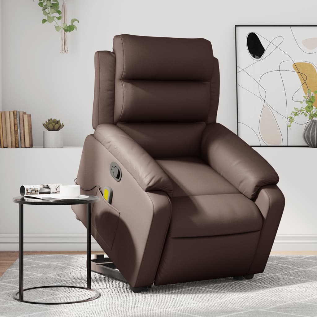 Fauteuil inclinable de massage Marron Similicuir Fauteuils vidaXL