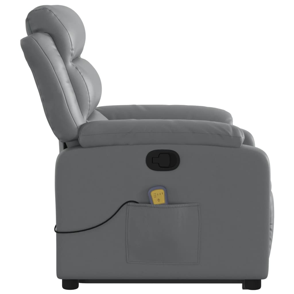 Fauteuil inclinable de massage Gris Similicuir Fauteuils vidaXL   