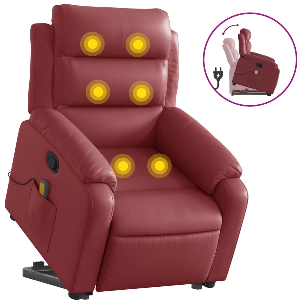 Fauteuil inclinable de massage Rouge bordeaux Similicuir - Xios Store SNC