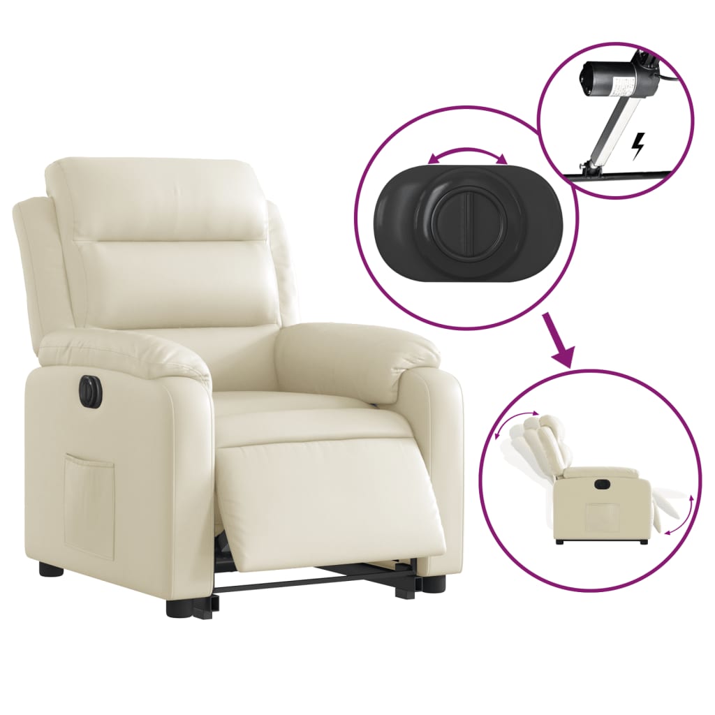 Fauteuil inclinable électrique crème similicuir Fauteuils vidaXL   