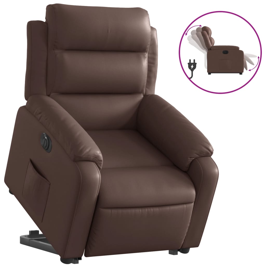 Fauteuil inclinable électrique marron similicuir - Xios Store SNC