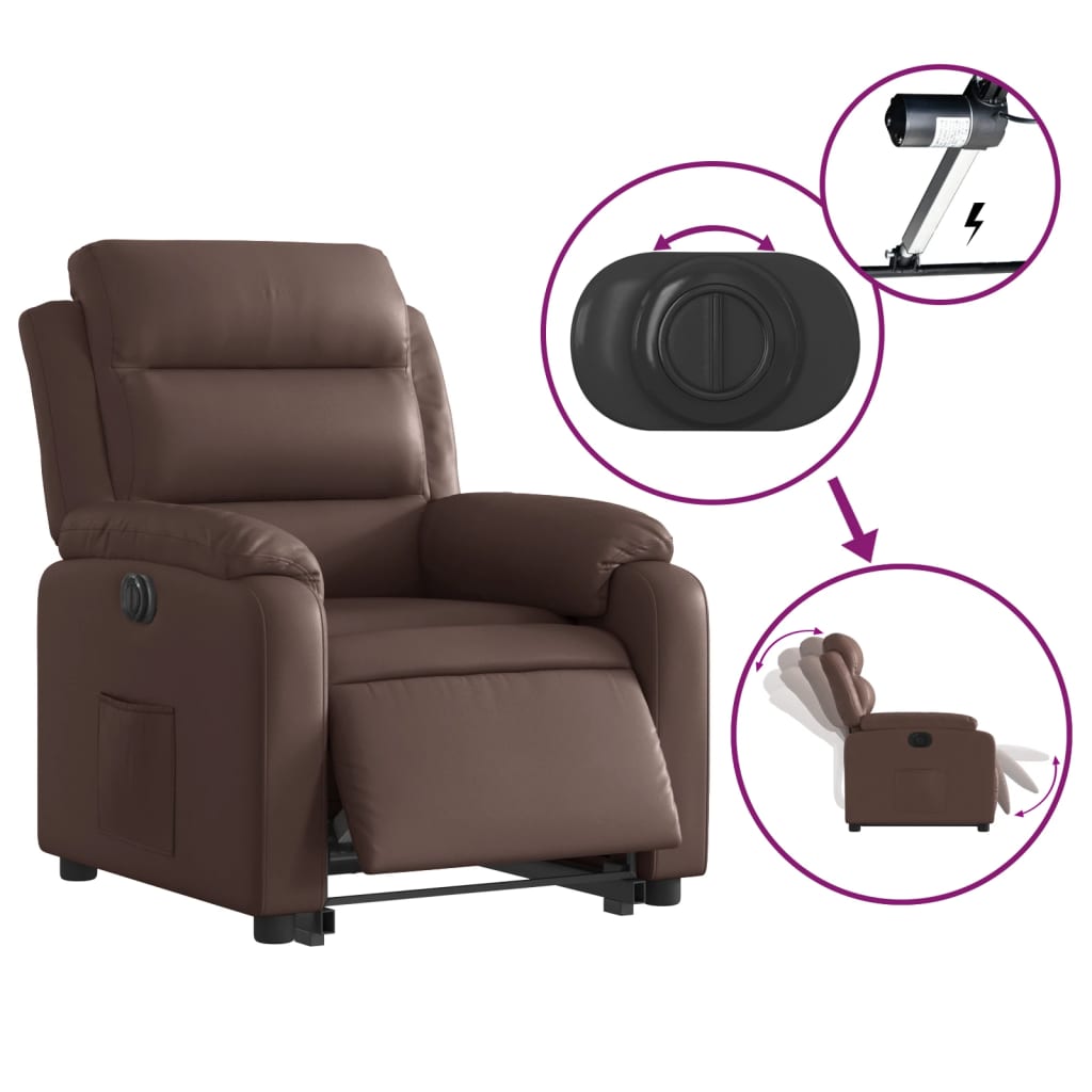 Fauteuil inclinable électrique marron similicuir - Xios Store SNC