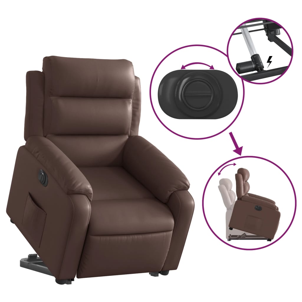 Fauteuil inclinable électrique marron similicuir - Xios Store SNC