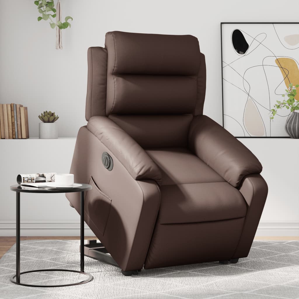 Fauteuil inclinable électrique marron similicuir - Xios Store SNC