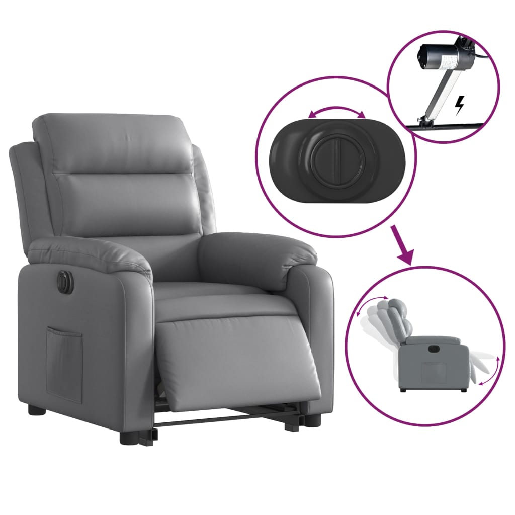 Fauteuil inclinable électrique gris similicuir Fauteuils vidaXL   