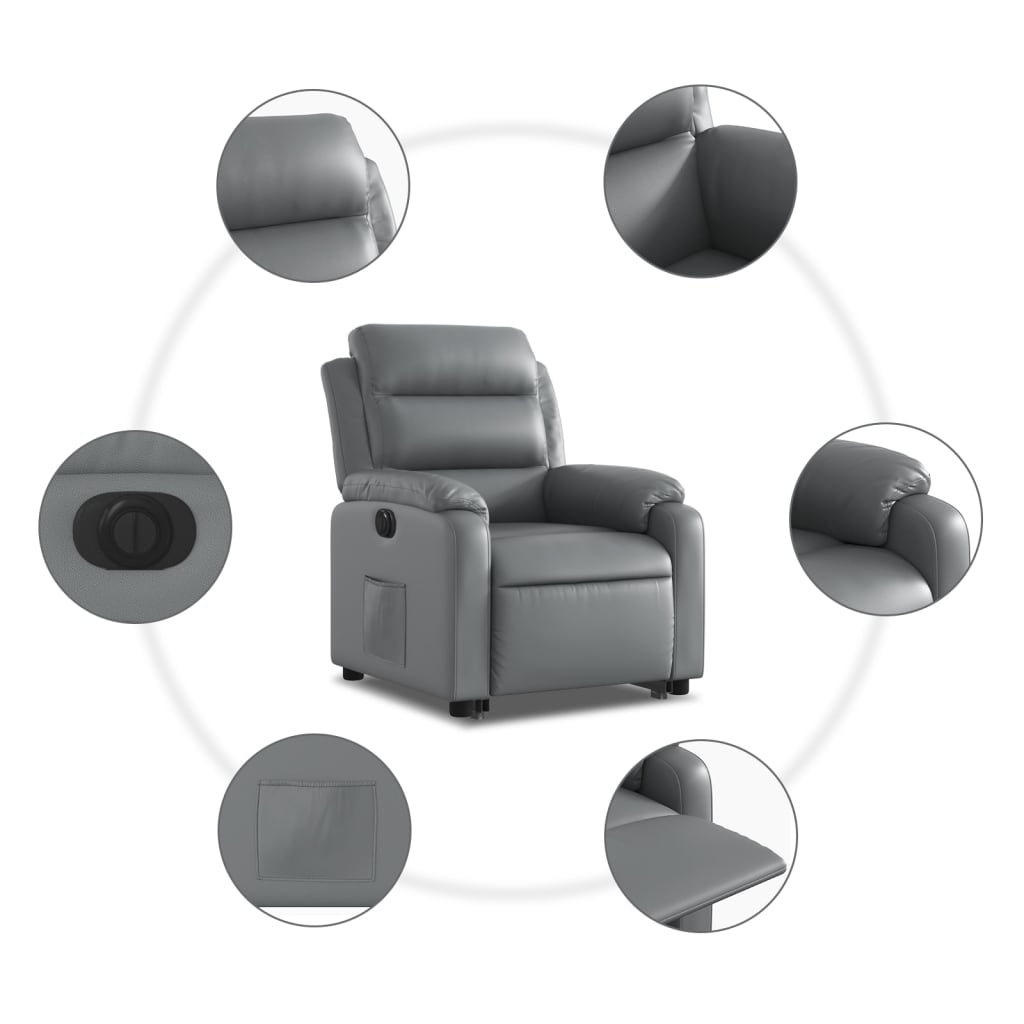 Fauteuil inclinable électrique gris similicuir Fauteuils vidaXL   