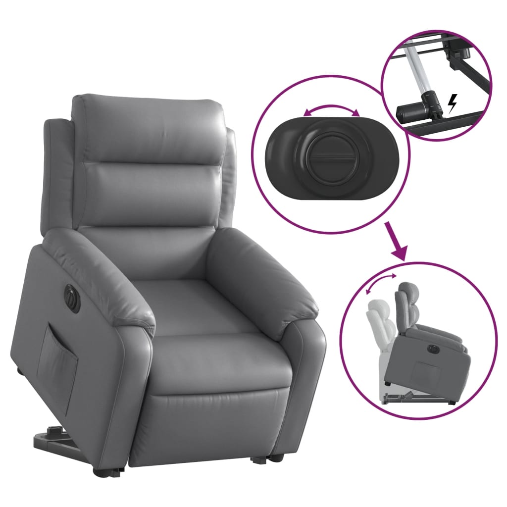 Fauteuil inclinable électrique gris similicuir Fauteuils vidaXL   