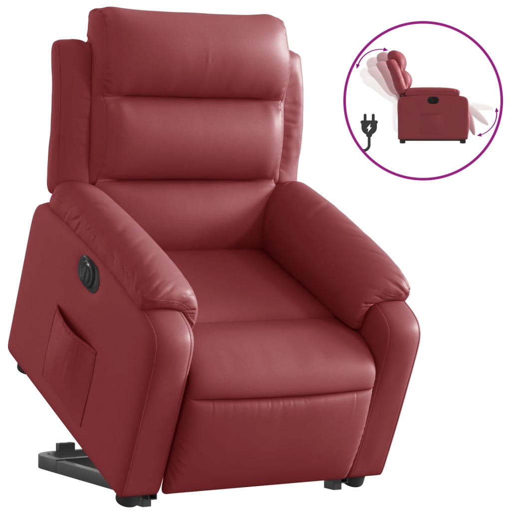 Fauteuil inclinable électrique rouge bordeaux similicuir - Xios Store SNC