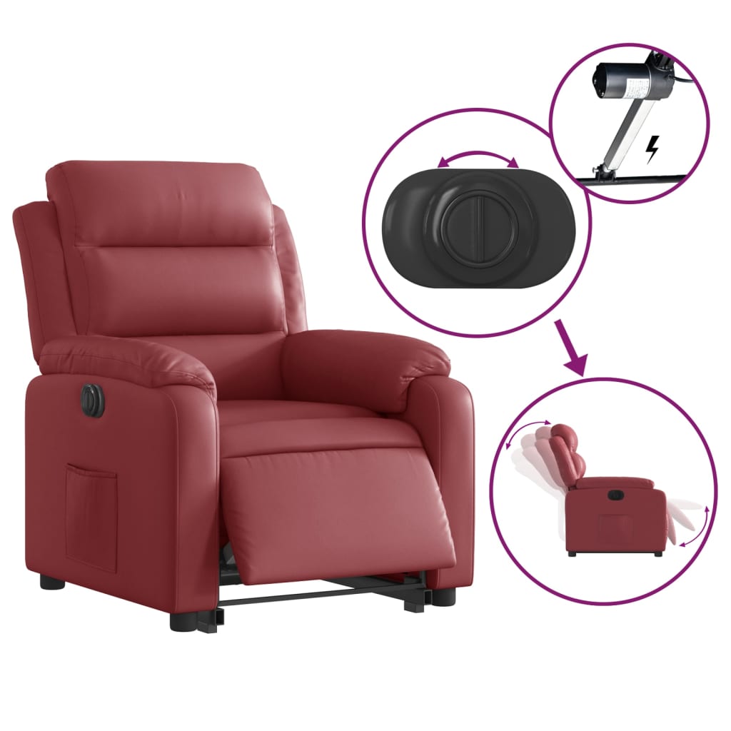 Fauteuil inclinable électrique rouge bordeaux similicuir - Xios Store SNC