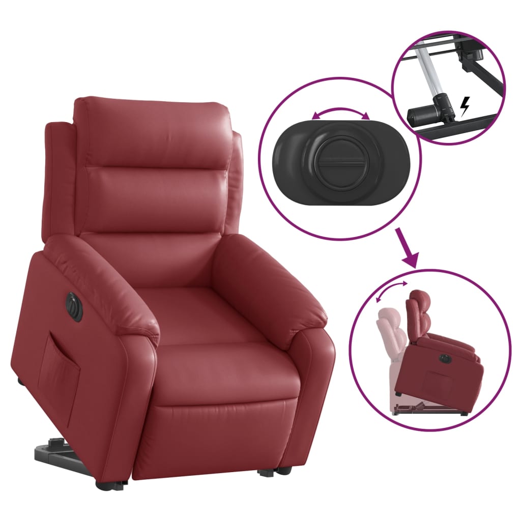 Fauteuil inclinable électrique rouge bordeaux similicuir - Xios Store SNC