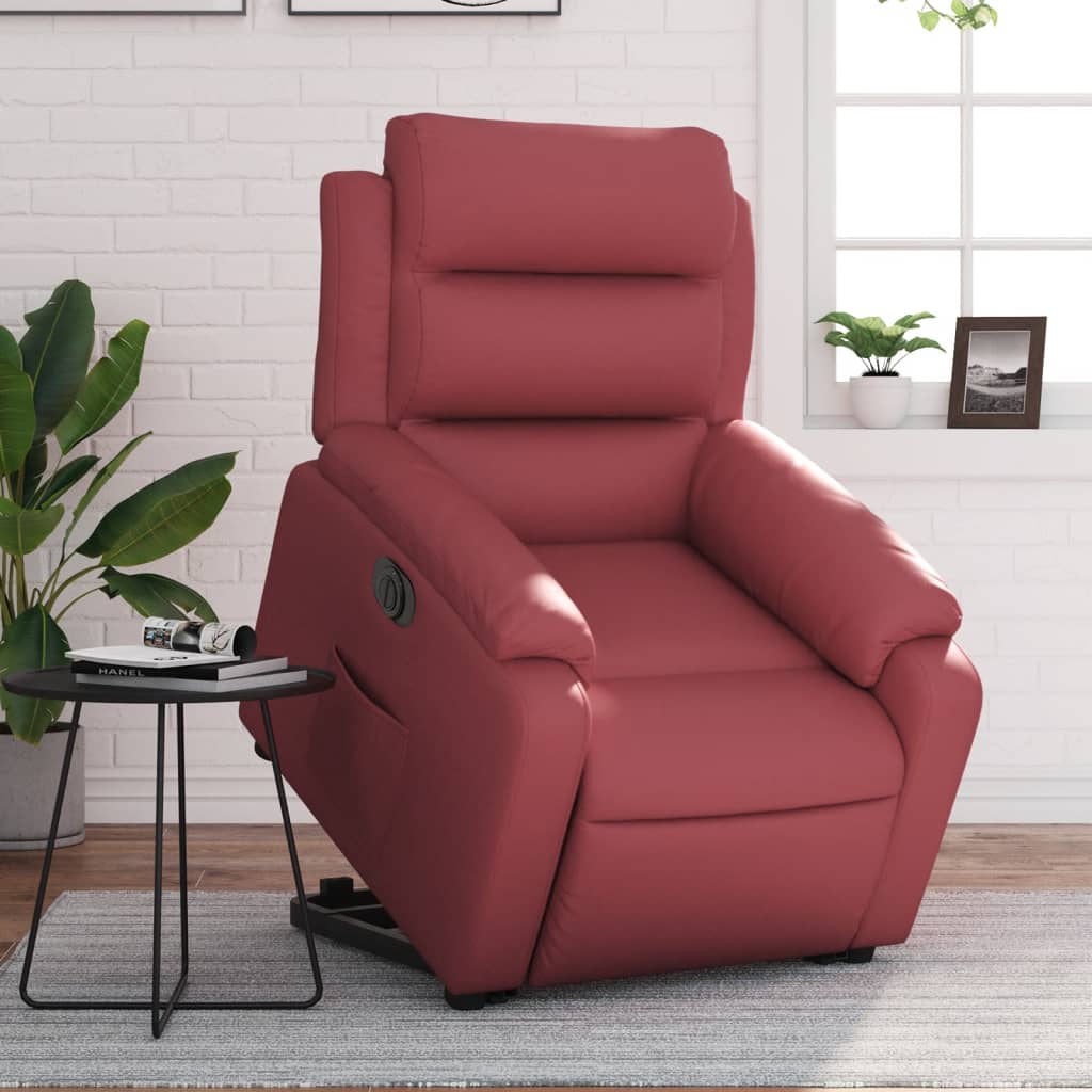 Fauteuil inclinable électrique rouge bordeaux similicuir - Xios Store SNC