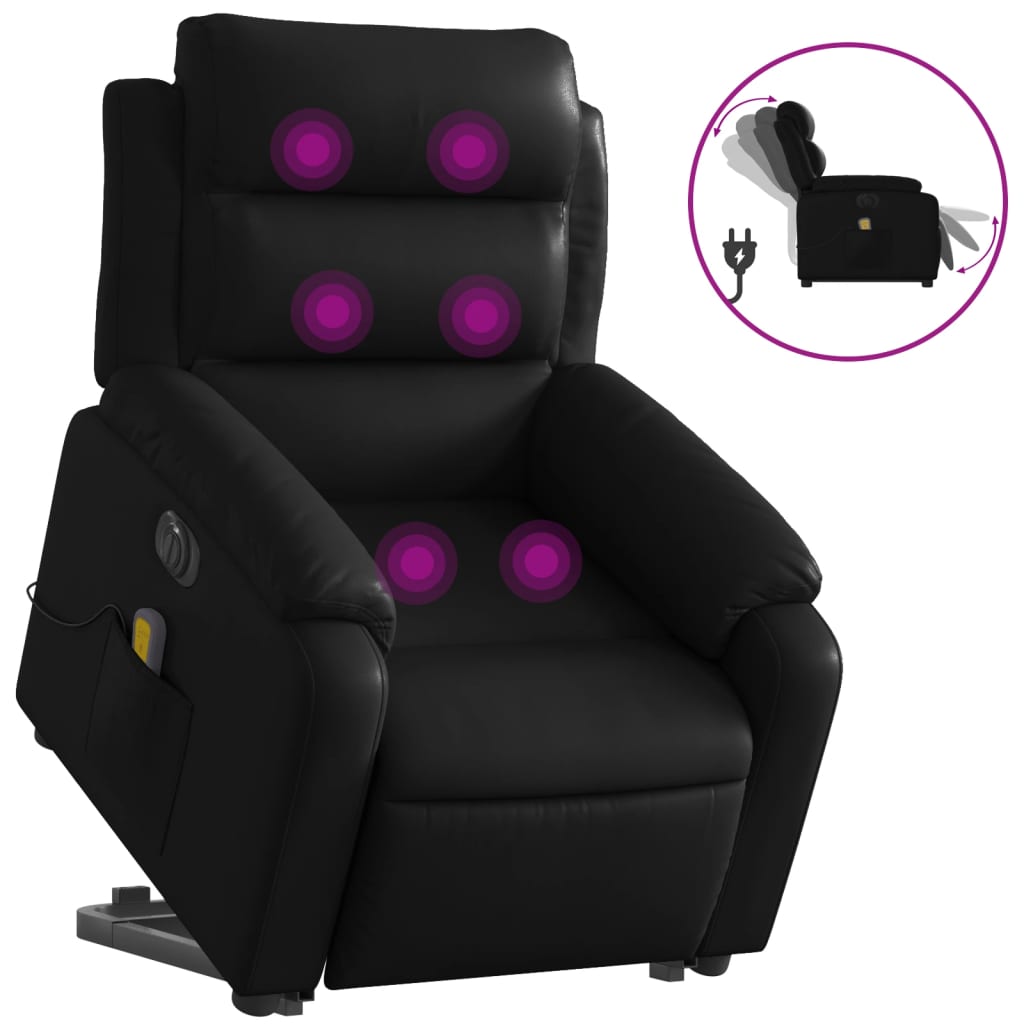 Fauteuil inclinable de massage électrique noir similicuir Fauteuils vidaXL   