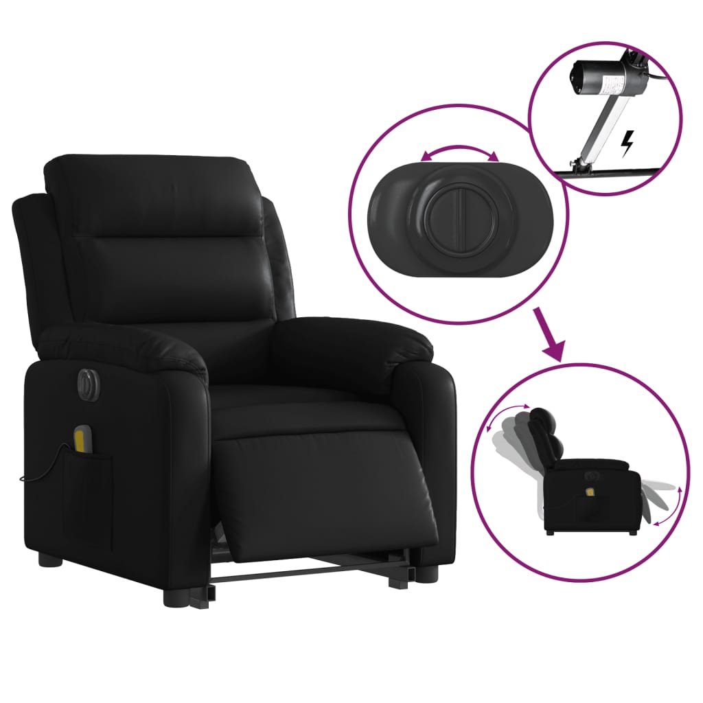 Fauteuil inclinable de massage électrique noir similicuir Fauteuils vidaXL   