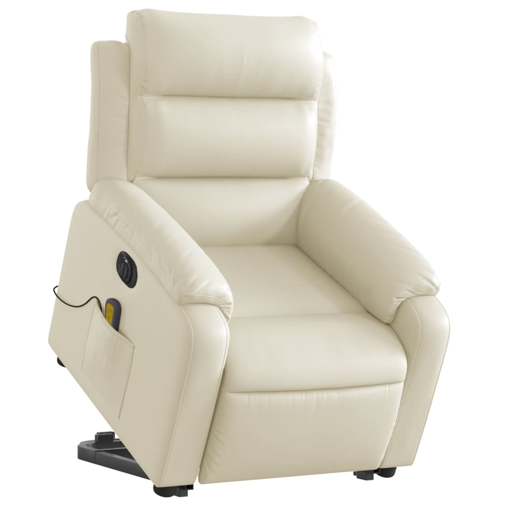 Fauteuil inclinable de massage électrique crème similicuir Fauteuils vidaXL   