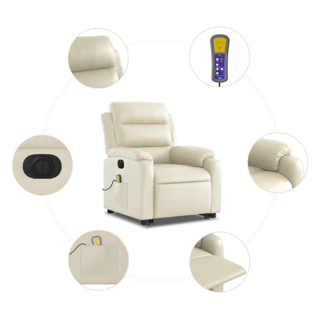 Fauteuil inclinable de massage électrique crème similicuir Fauteuils vidaXL   