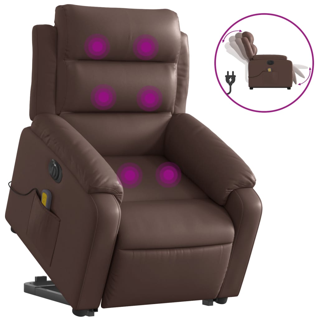 Fauteuil inclinable de massage électrique marron similicuir Fauteuils vidaXL