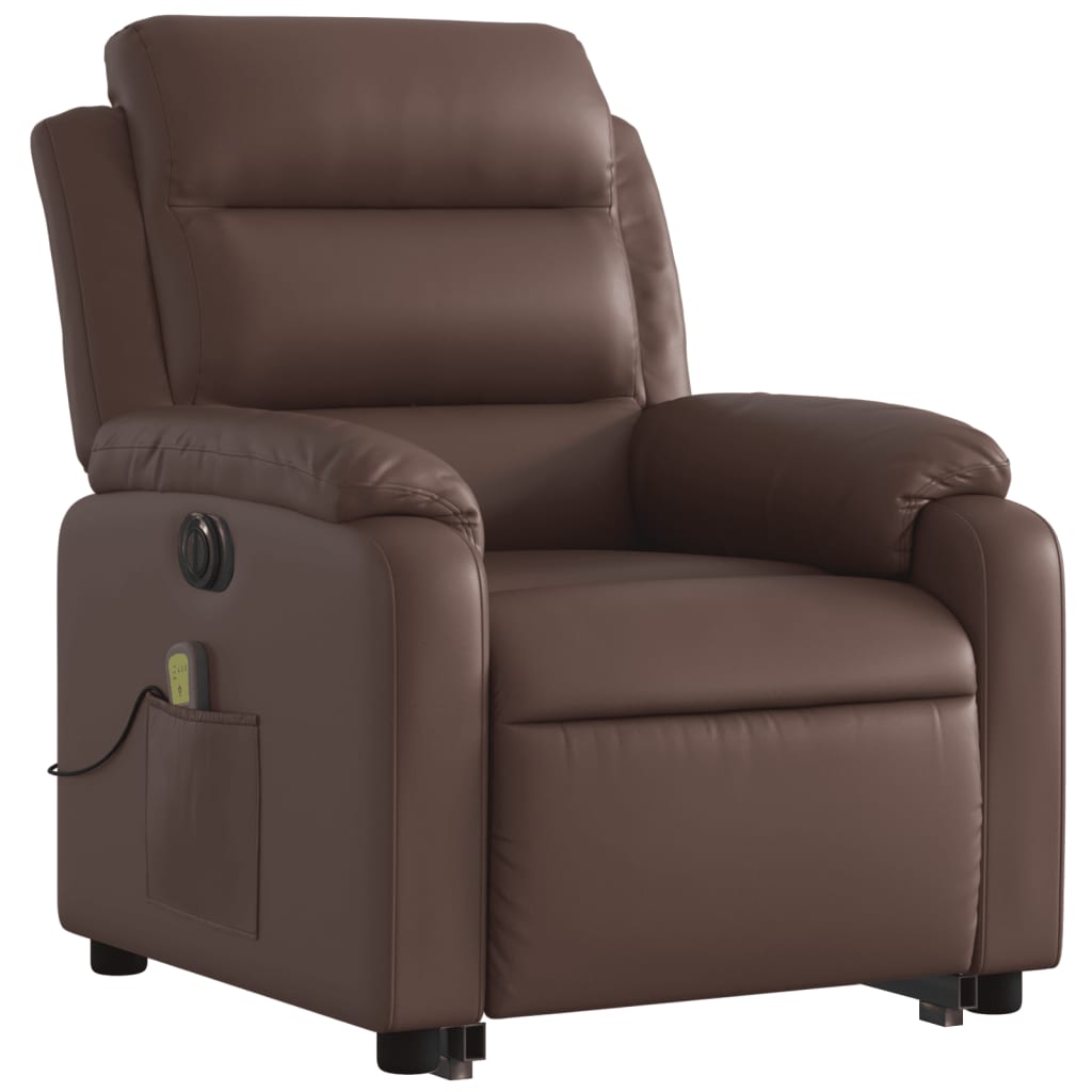 Fauteuil inclinable de massage électrique marron similicuir Fauteuils vidaXL