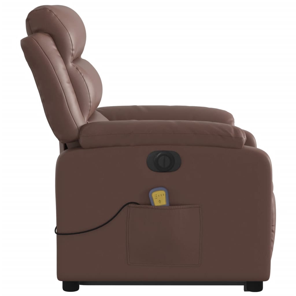 Fauteuil inclinable de massage électrique marron similicuir Fauteuils vidaXL