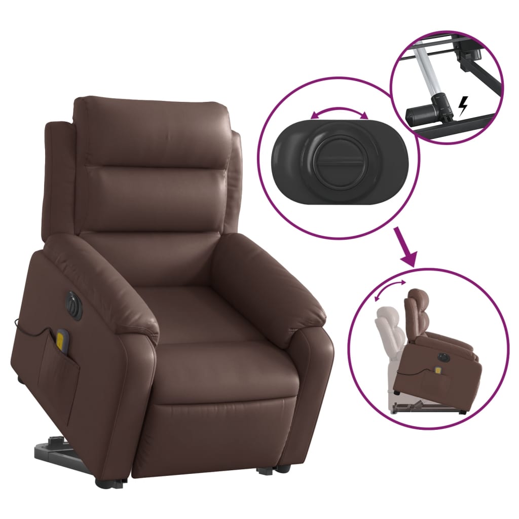 Fauteuil inclinable de massage électrique marron similicuir Fauteuils vidaXL