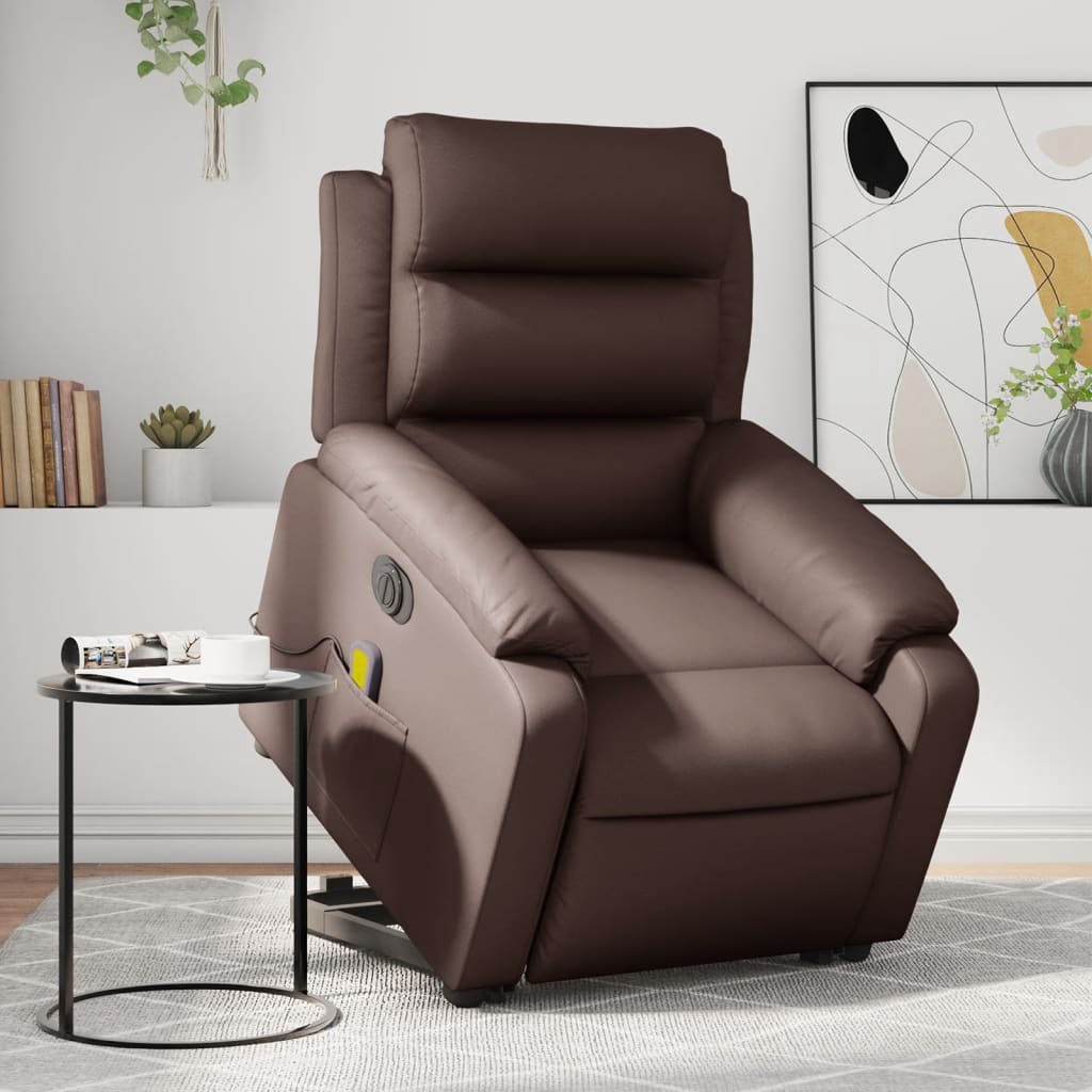 Fauteuil inclinable de massage électrique marron similicuir Fauteuils vidaXL