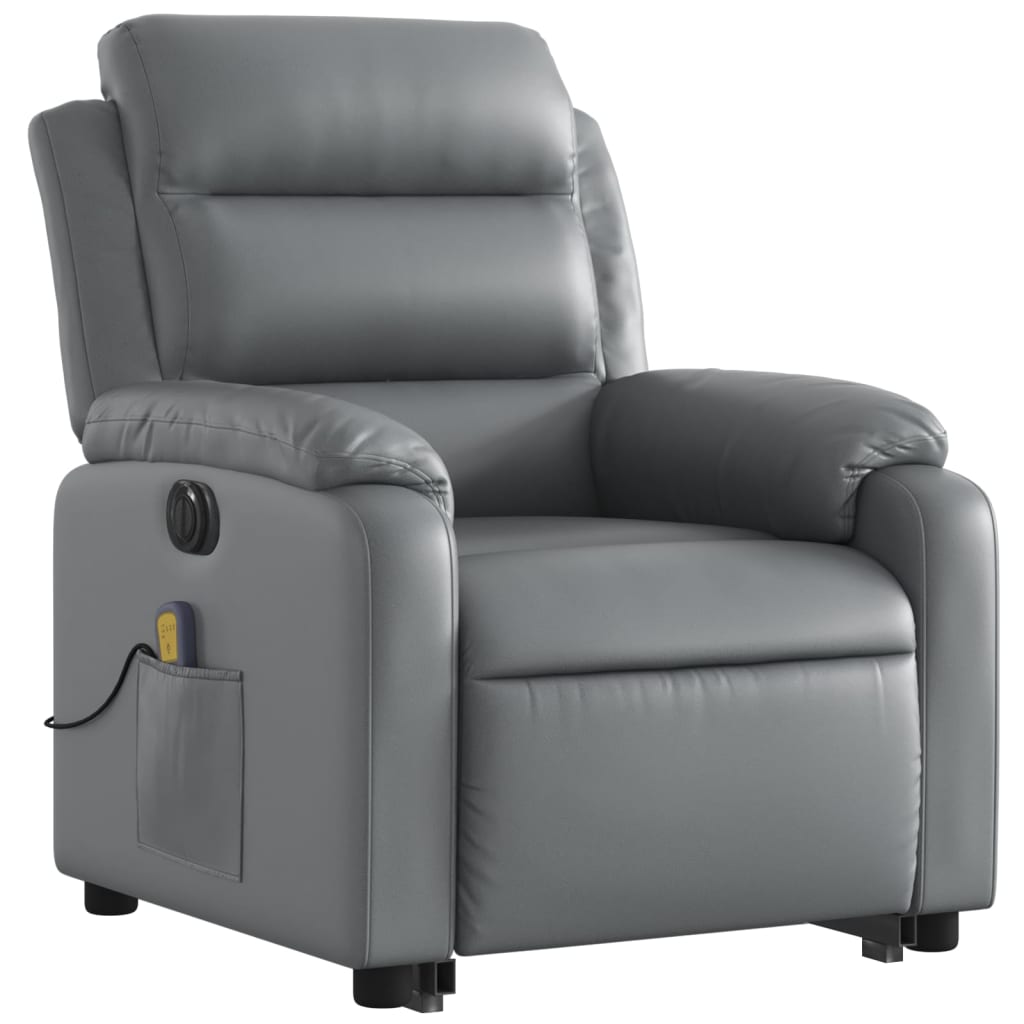 Fauteuil inclinable de massage électrique gris similicuir Fauteuils vidaXL   