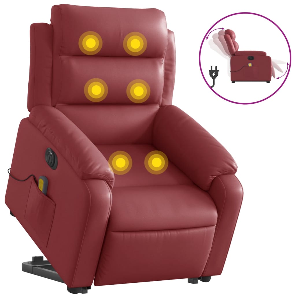 Fauteuil inclinable de massage électrique rouge bordeaux - Xios Store SNC