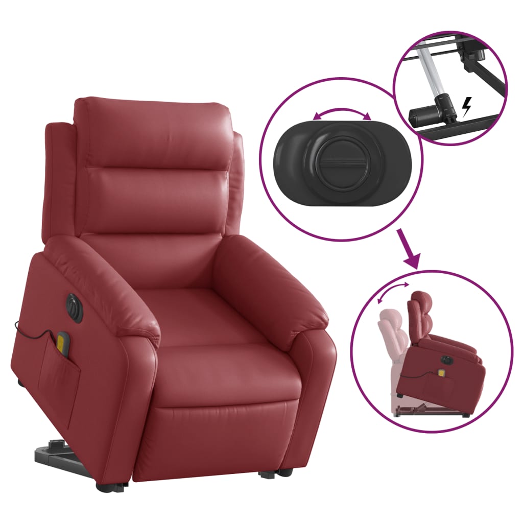 Fauteuil inclinable de massage électrique rouge bordeaux - Xios Store SNC