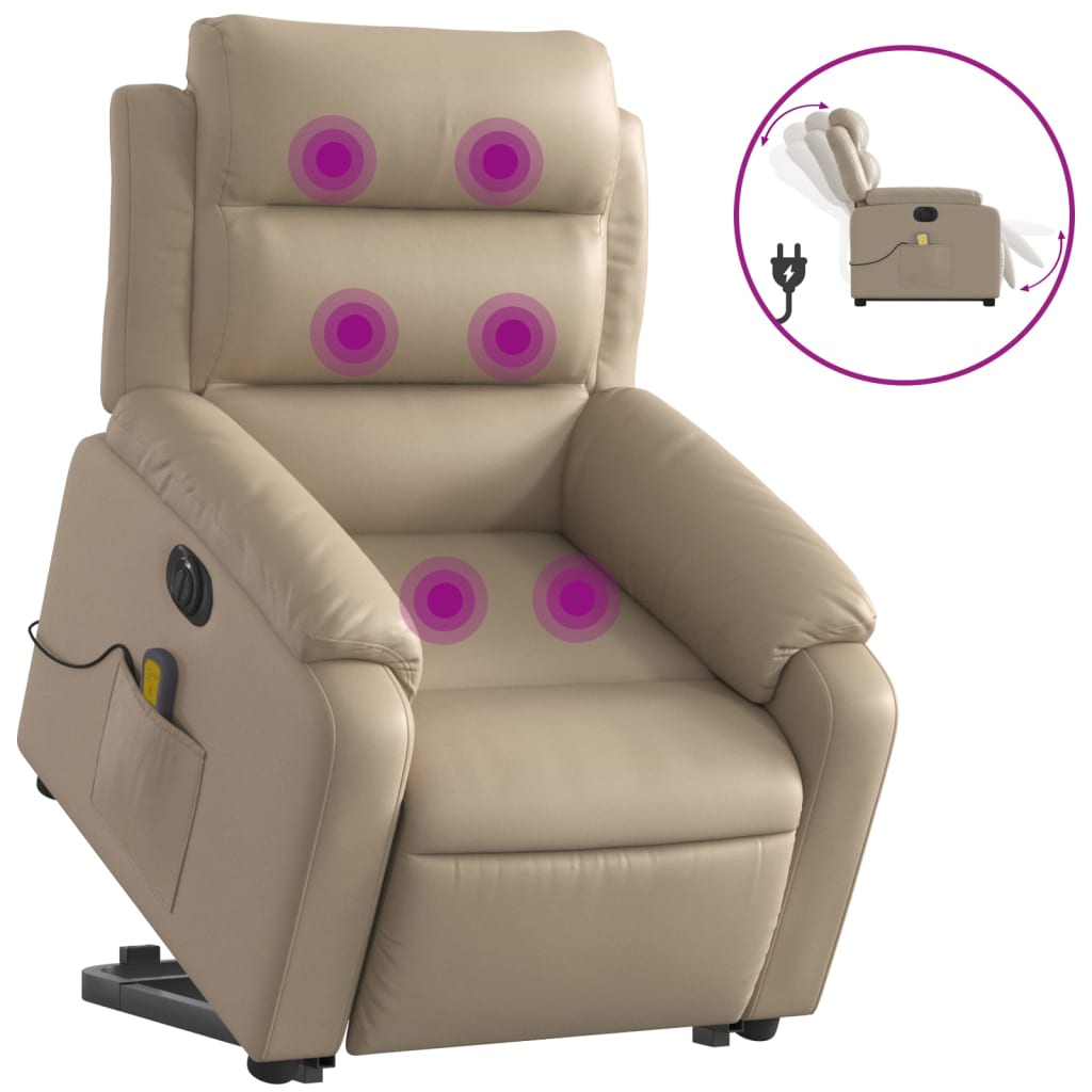 Fauteuil inclinable de massage électrique cappuccino similicuir - Xios Store SNC