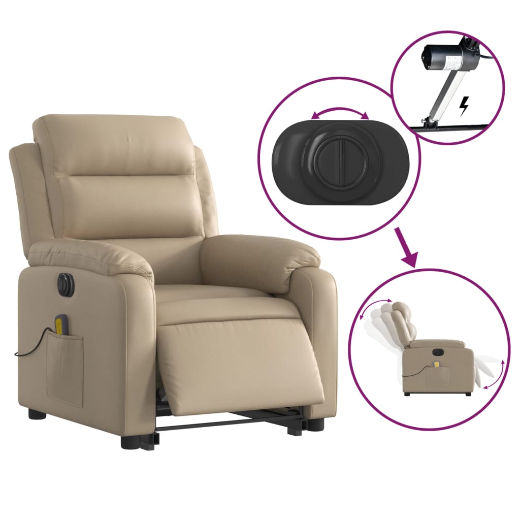 Fauteuil inclinable de massage électrique cappuccino similicuir - Xios Store SNC