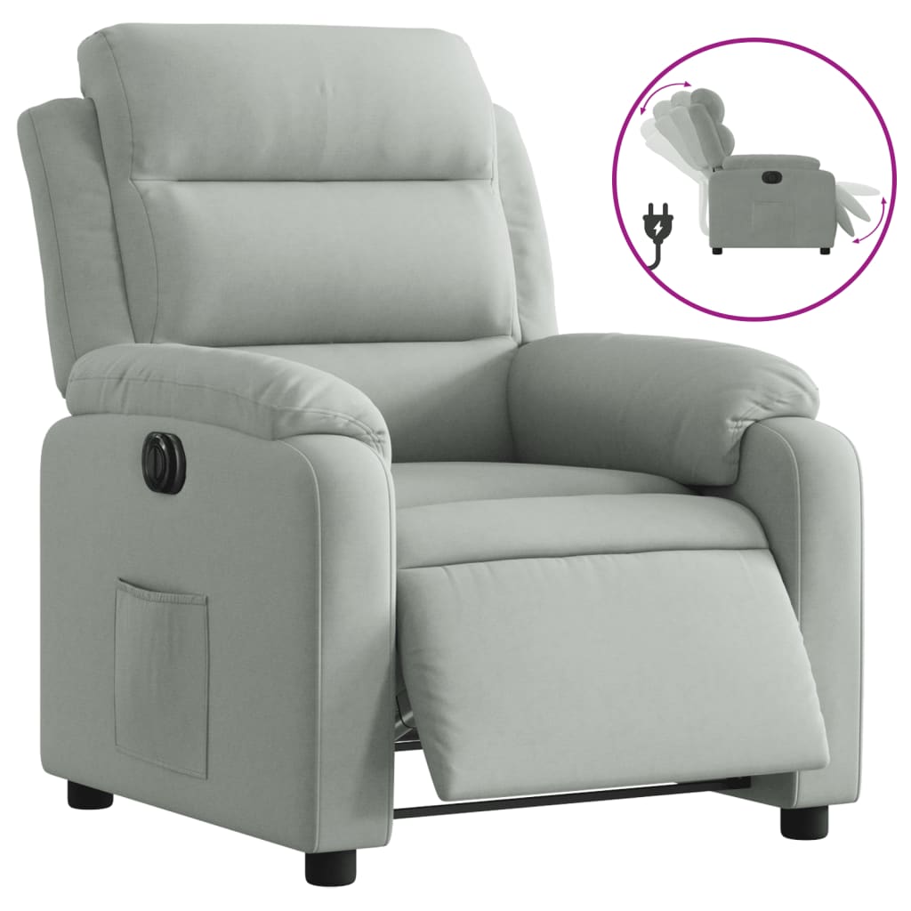 Fauteuil inclinable électrique gris clair velours Fauteuils vidaXL   