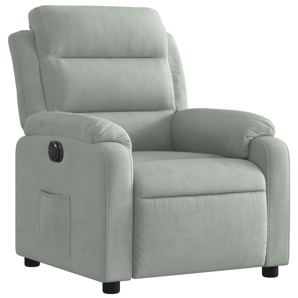 Fauteuil inclinable électrique gris clair velours Fauteuils vidaXL   