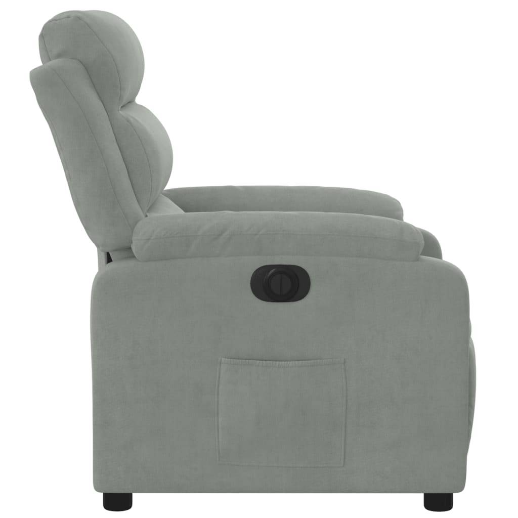 Fauteuil inclinable électrique gris clair velours Fauteuils vidaXL   