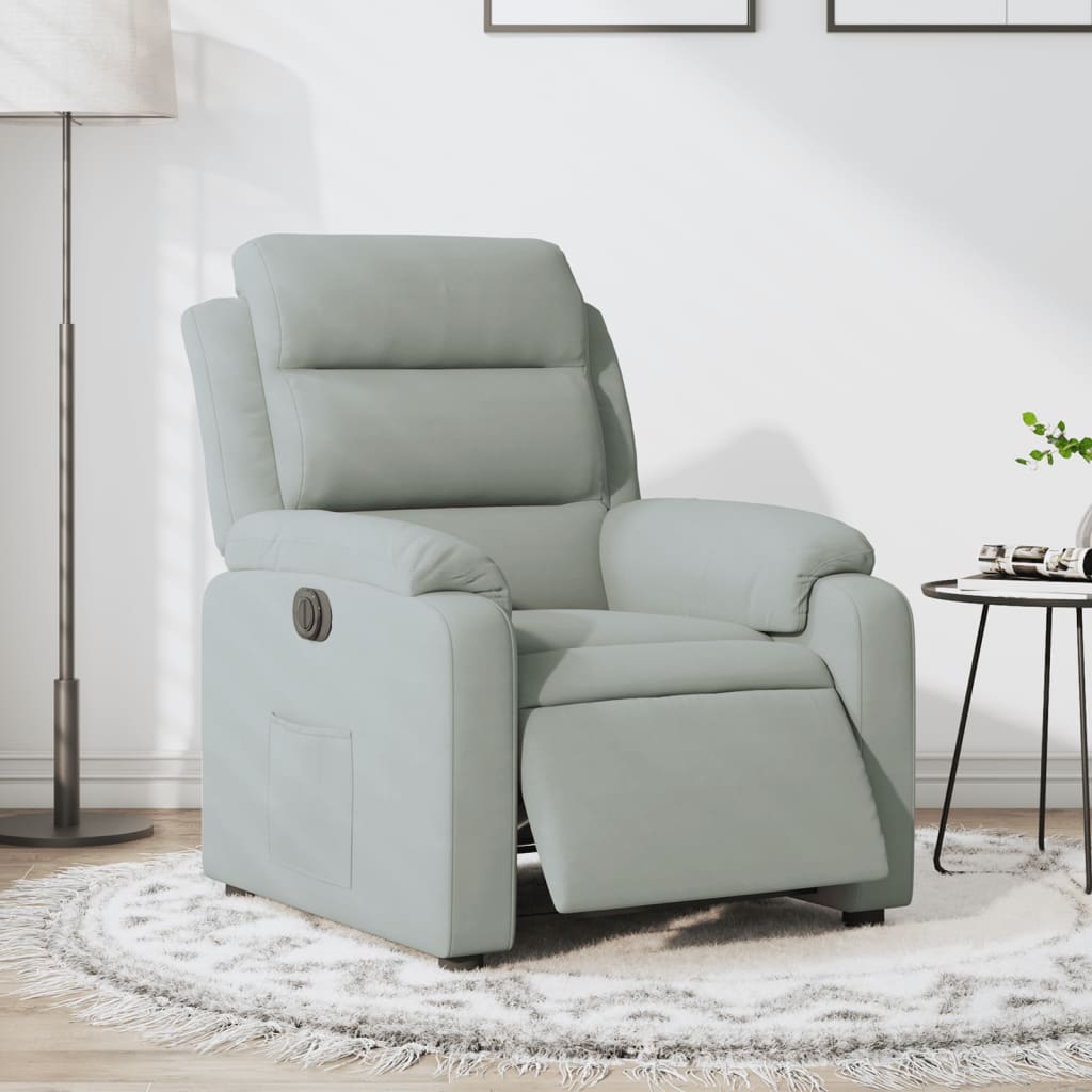 Fauteuil inclinable électrique gris clair velours Fauteuils vidaXL   