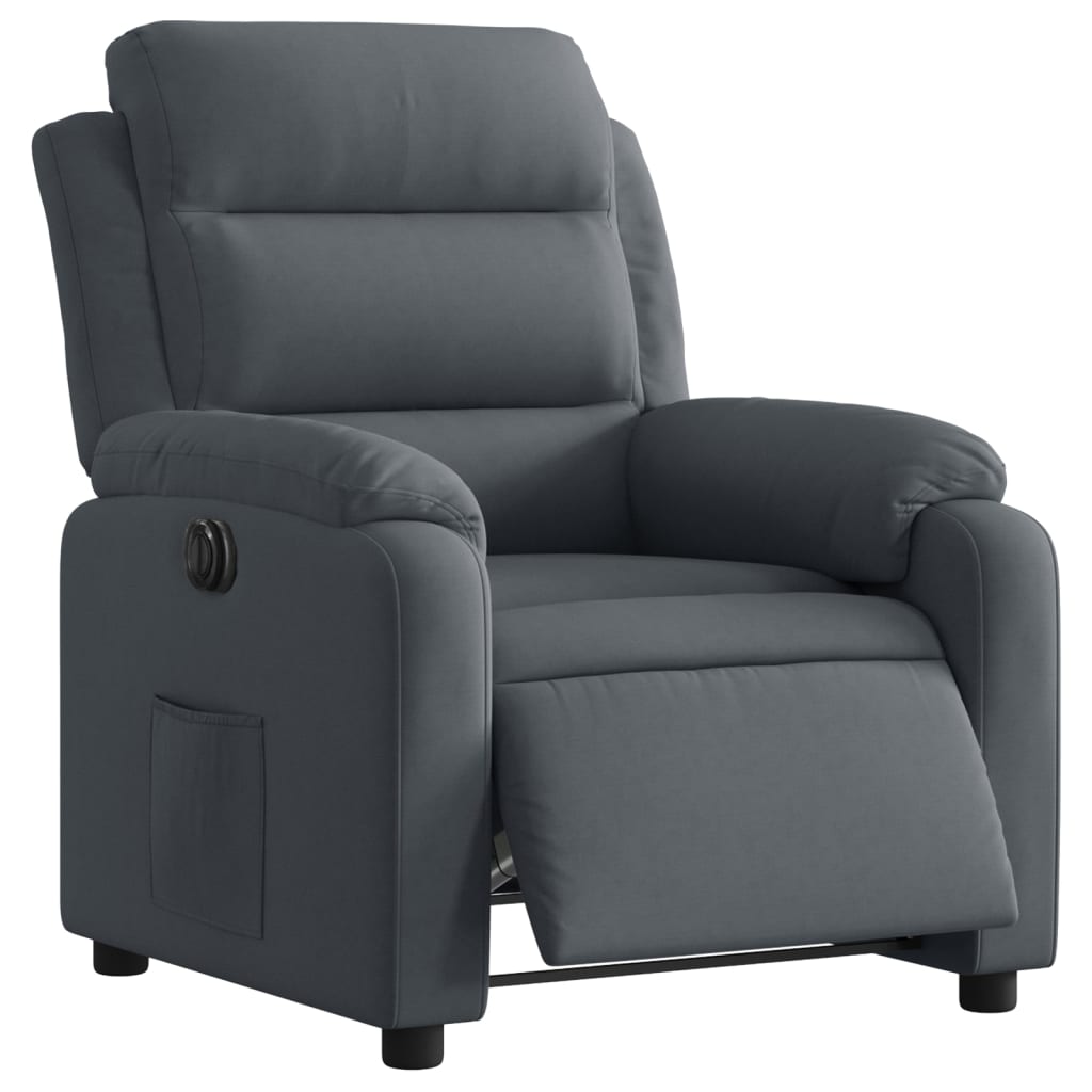 Fauteuil inclinable électrique Gris foncé Velours Fauteuils vidaXL   