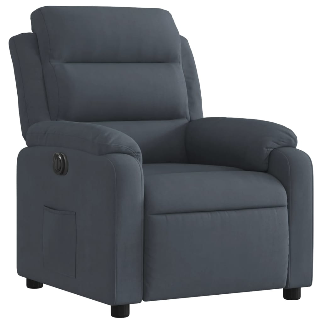 Fauteuil inclinable électrique Gris foncé Velours Fauteuils vidaXL   