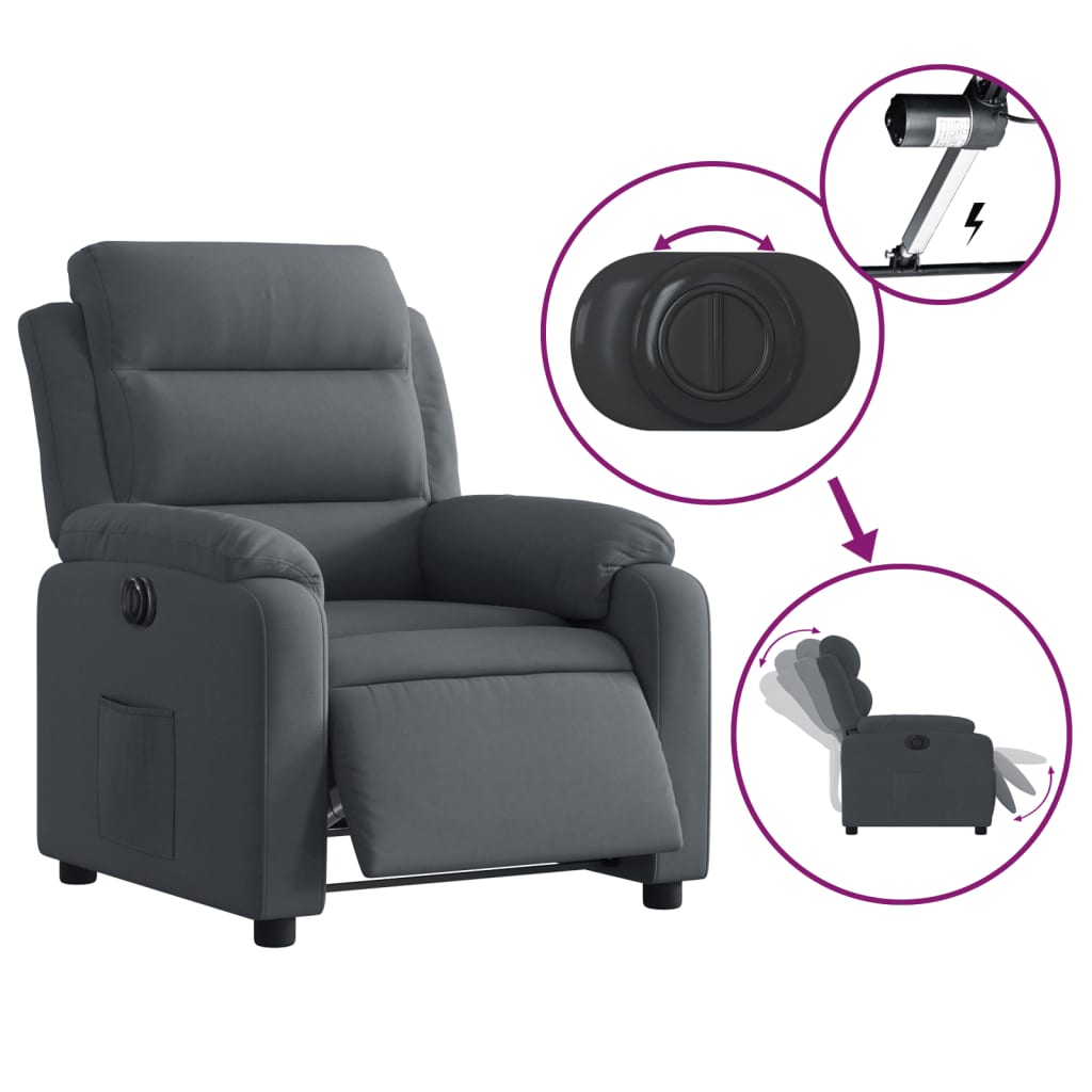 Fauteuil inclinable électrique Gris foncé Velours - Xios Store SNC