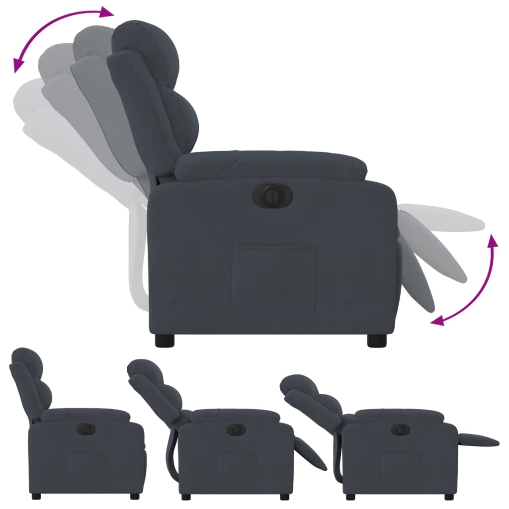 Fauteuil inclinable électrique Gris foncé Velours - Xios Store SNC