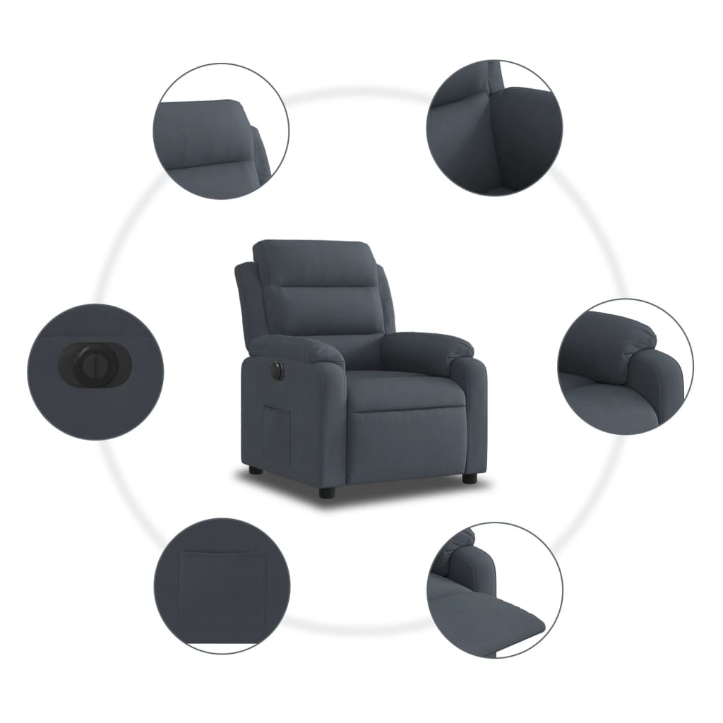 Fauteuil inclinable électrique Gris foncé Velours - Xios Store SNC