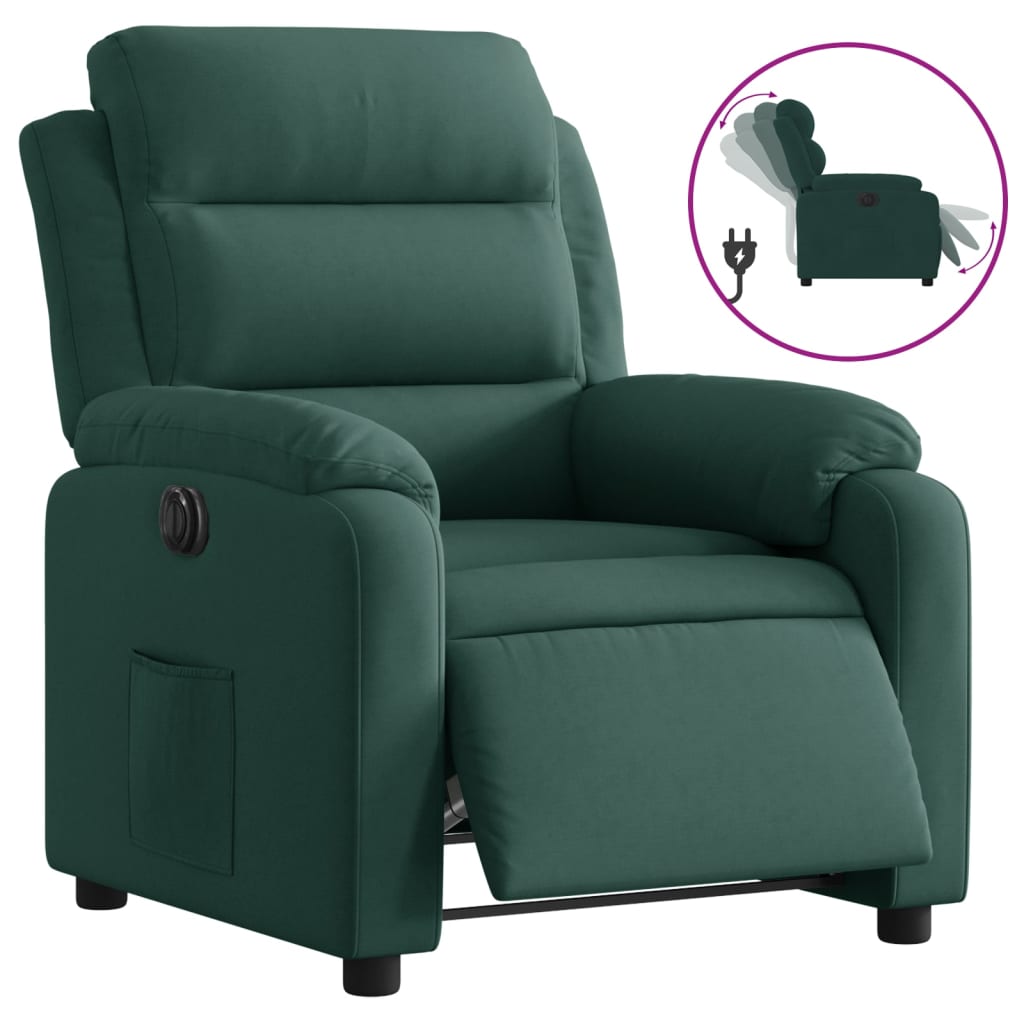 Fauteuil inclinable électrique vert foncé velours - Xios Store SNC