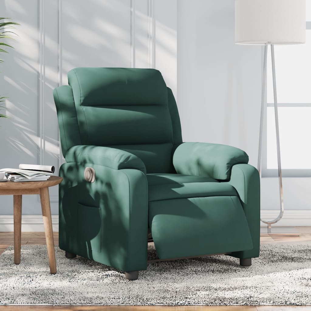 Fauteuil inclinable électrique vert foncé velours - Xios Store SNC