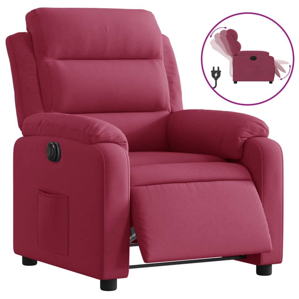 Fauteuil inclinable électrique rouge bordeaux velours - Xios Store SNC