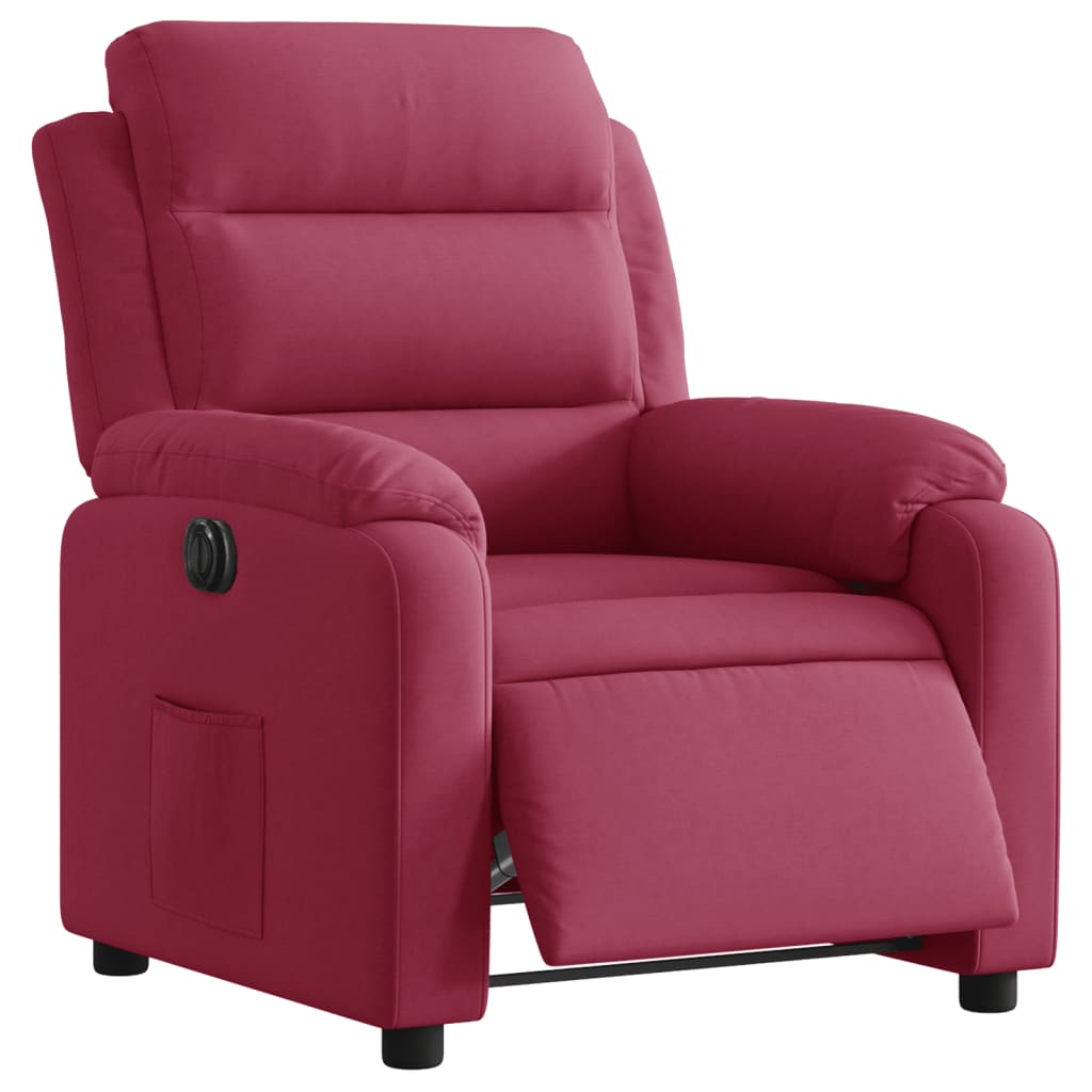 Fauteuil inclinable électrique rouge bordeaux velours - Xios Store SNC