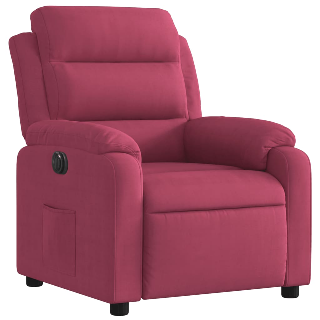 Fauteuil inclinable électrique rouge bordeaux velours - Xios Store SNC