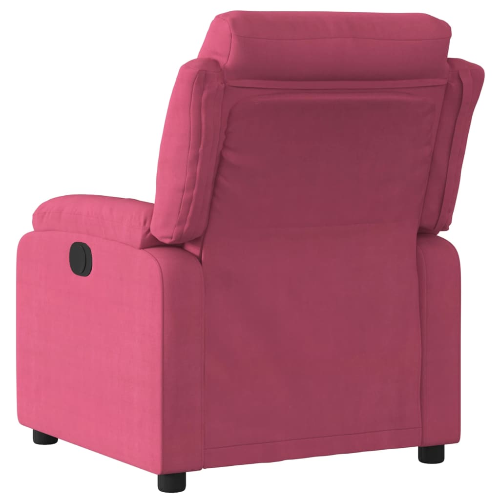 Fauteuil inclinable électrique rouge bordeaux velours - Xios Store SNC