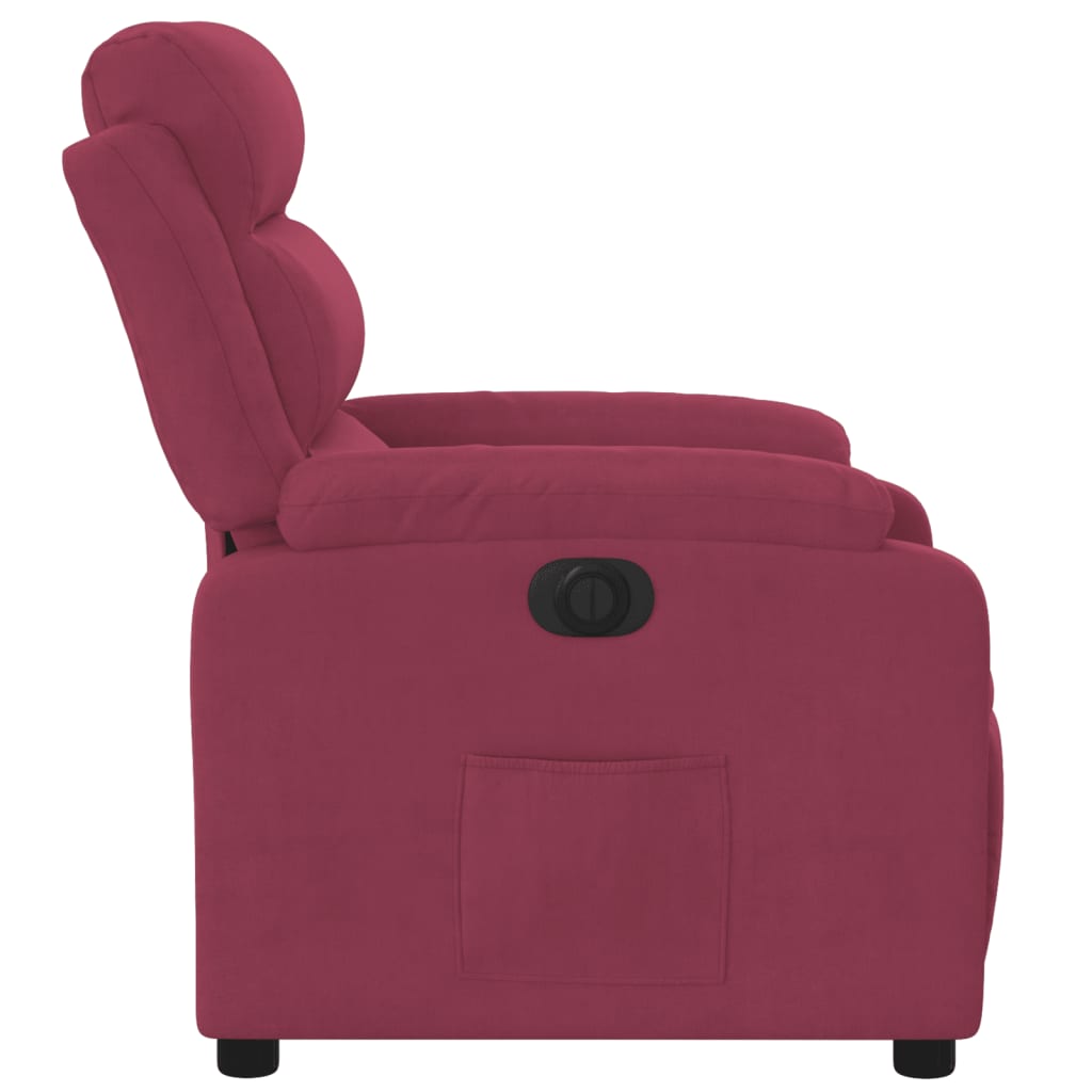 Fauteuil inclinable électrique rouge bordeaux velours - Xios Store SNC