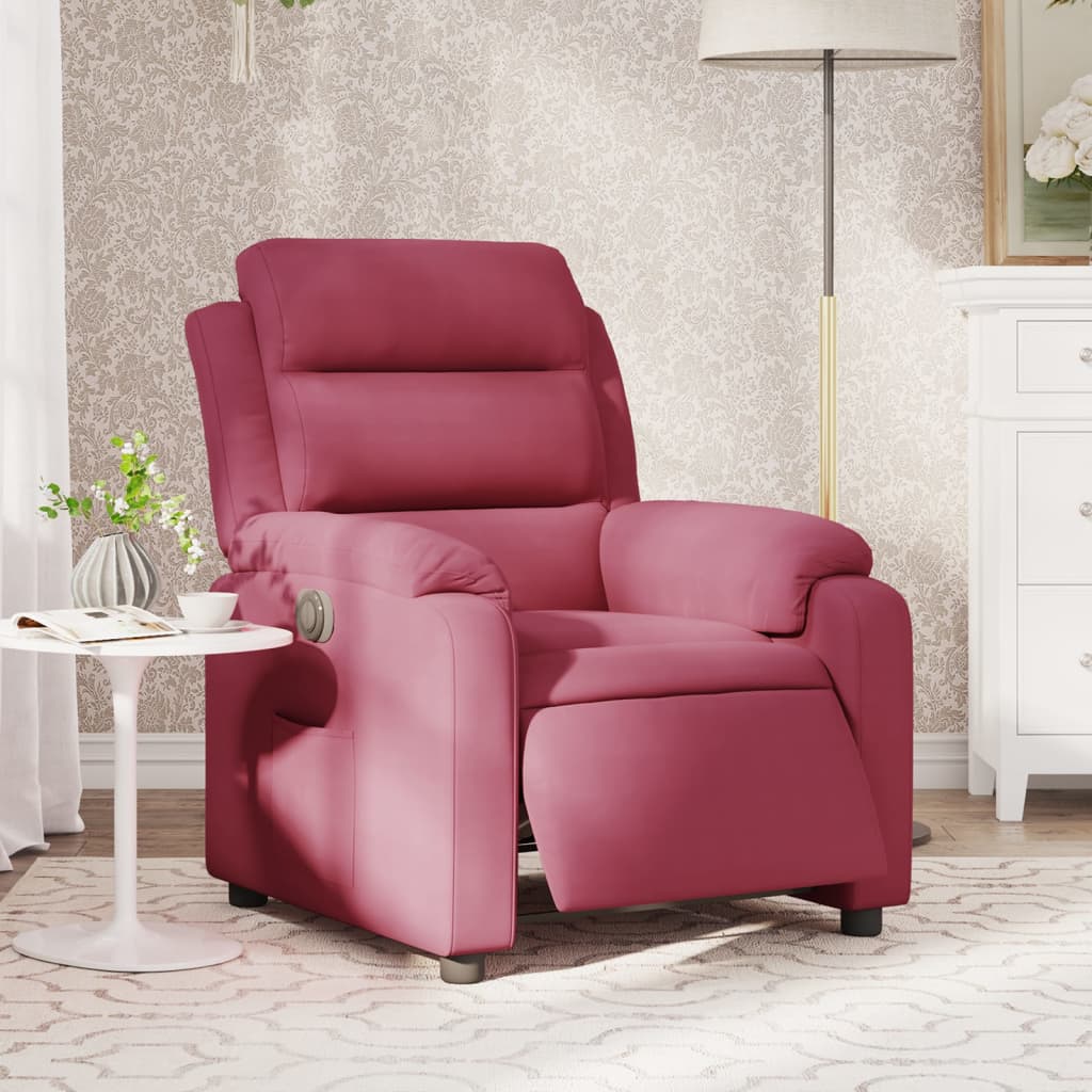 Fauteuil inclinable électrique rouge bordeaux velours - Xios Store SNC