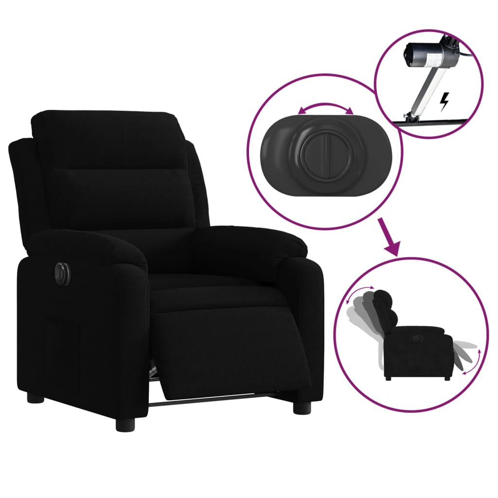 Fauteuil inclinable électrique noir velours Fauteuils vidaXL   